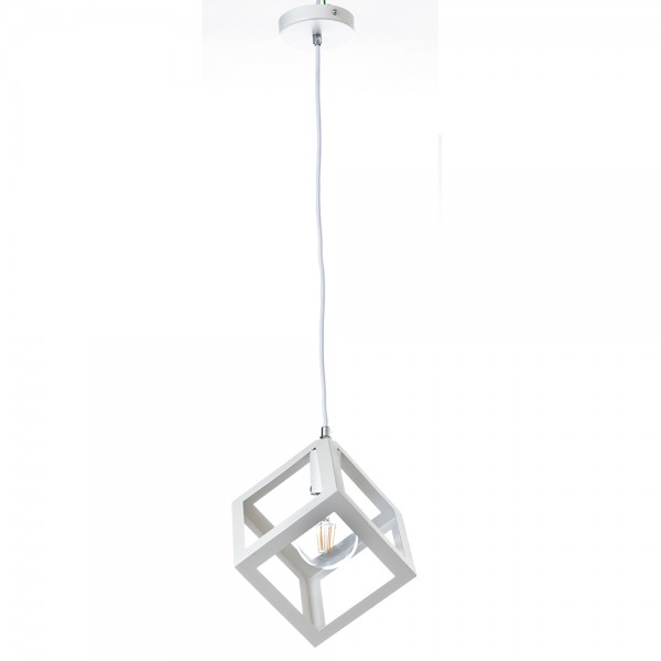 Inlight Φωτιστικό Κρεμαστό Μονόφωτο Κύβος ΛΕΥΚΟ Μέταλλο 4400